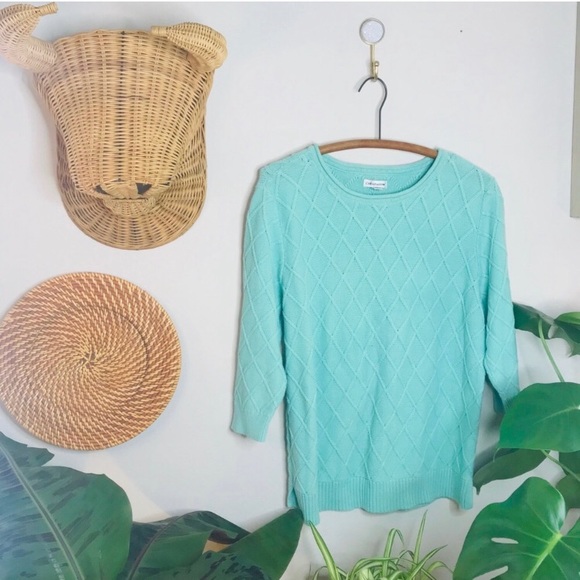 vtg vsco 90s Tiffany blue chunky oversized sweater - Picture 4 of 6